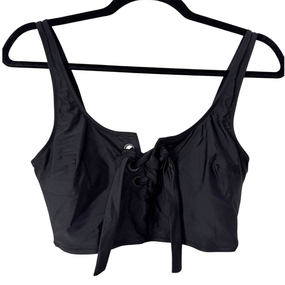 NWT Aerie Black Corset Lace Up Bikini Swim Top Women’s Size Small